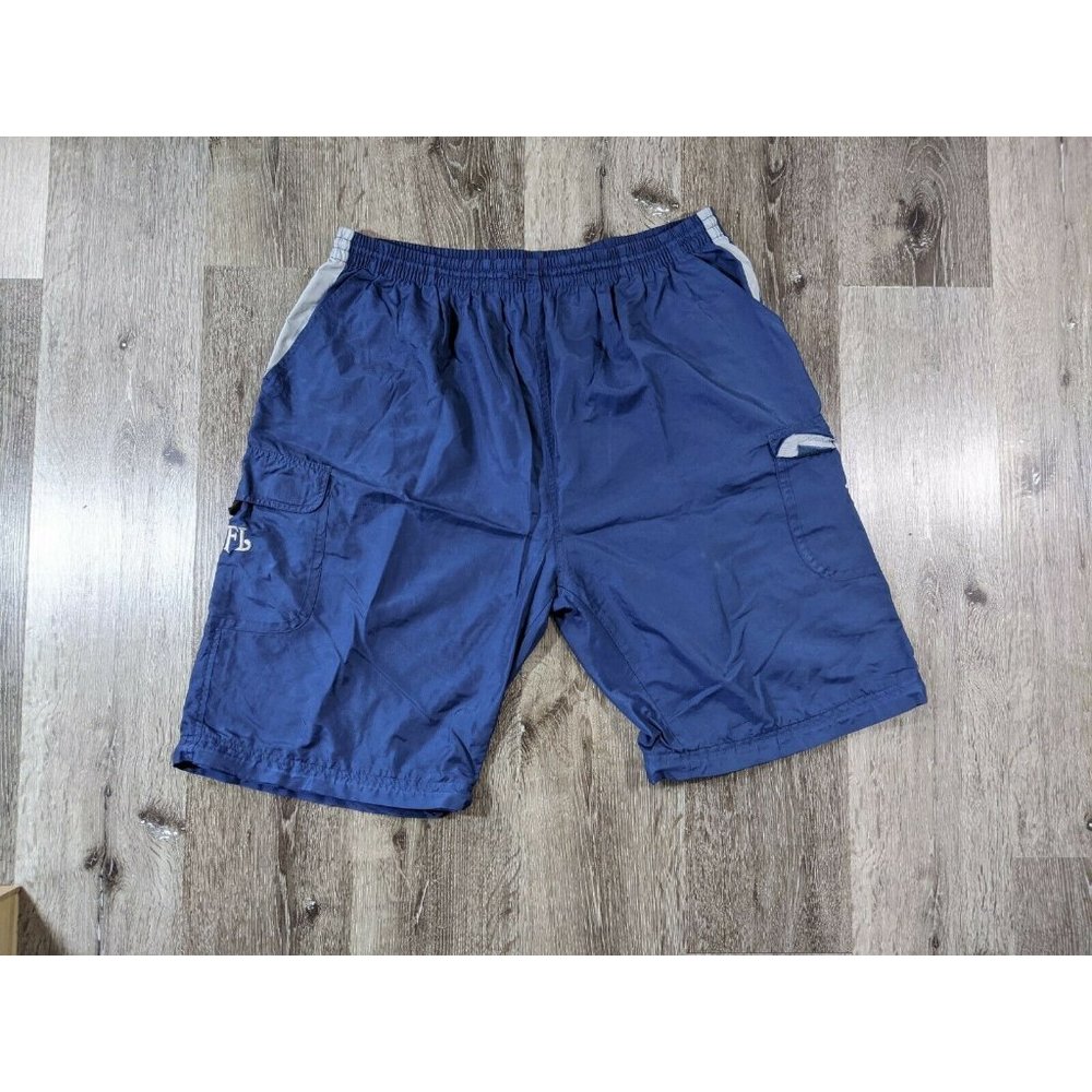 NFL Mens New England Patriots Cargo Shorts XL 34x11 Blue Nylon Embroidery Logo